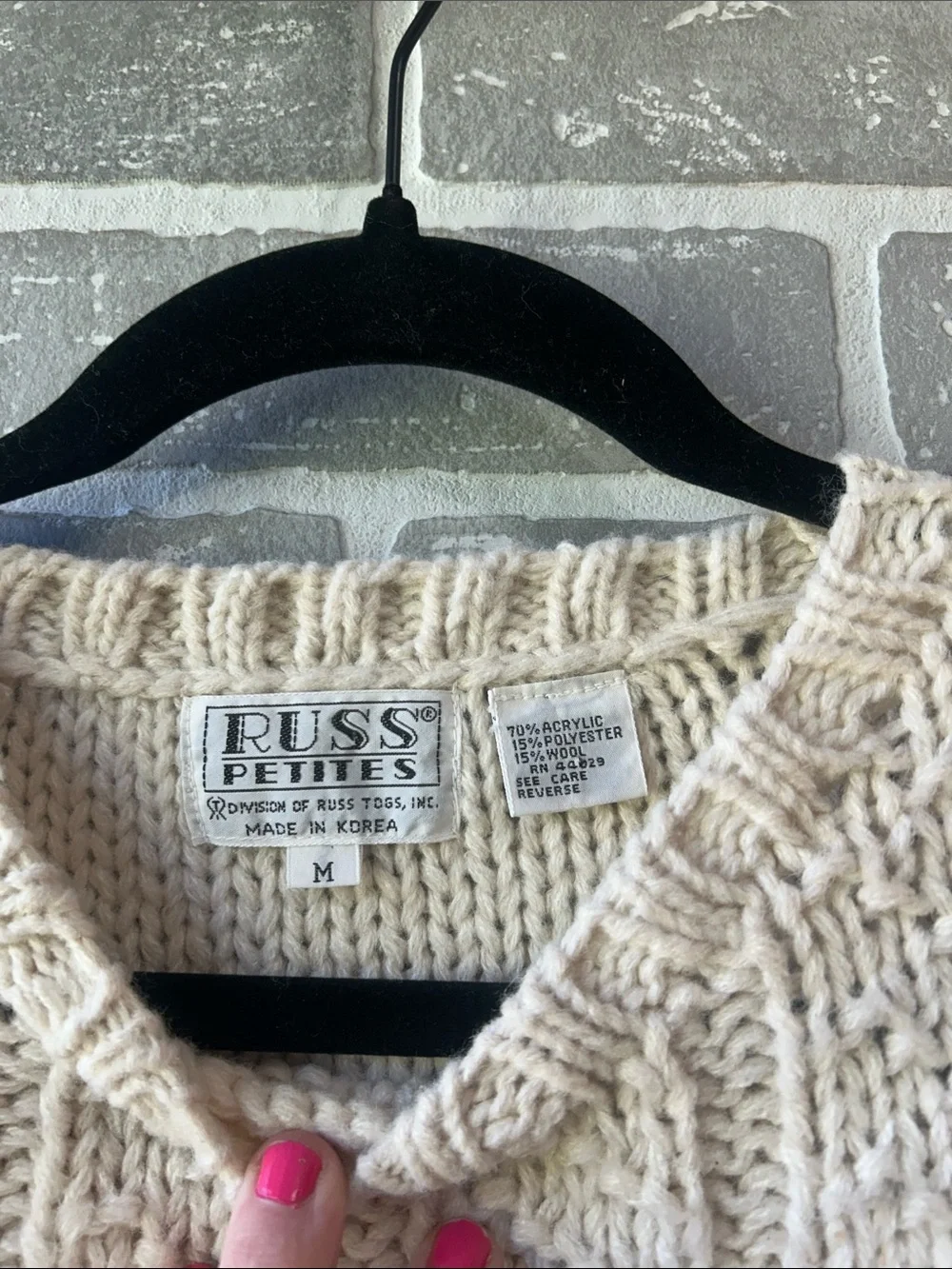 Vintage Russ Petites Cottagecore Sweater Vest Farm Sheep‎ Knit Size M